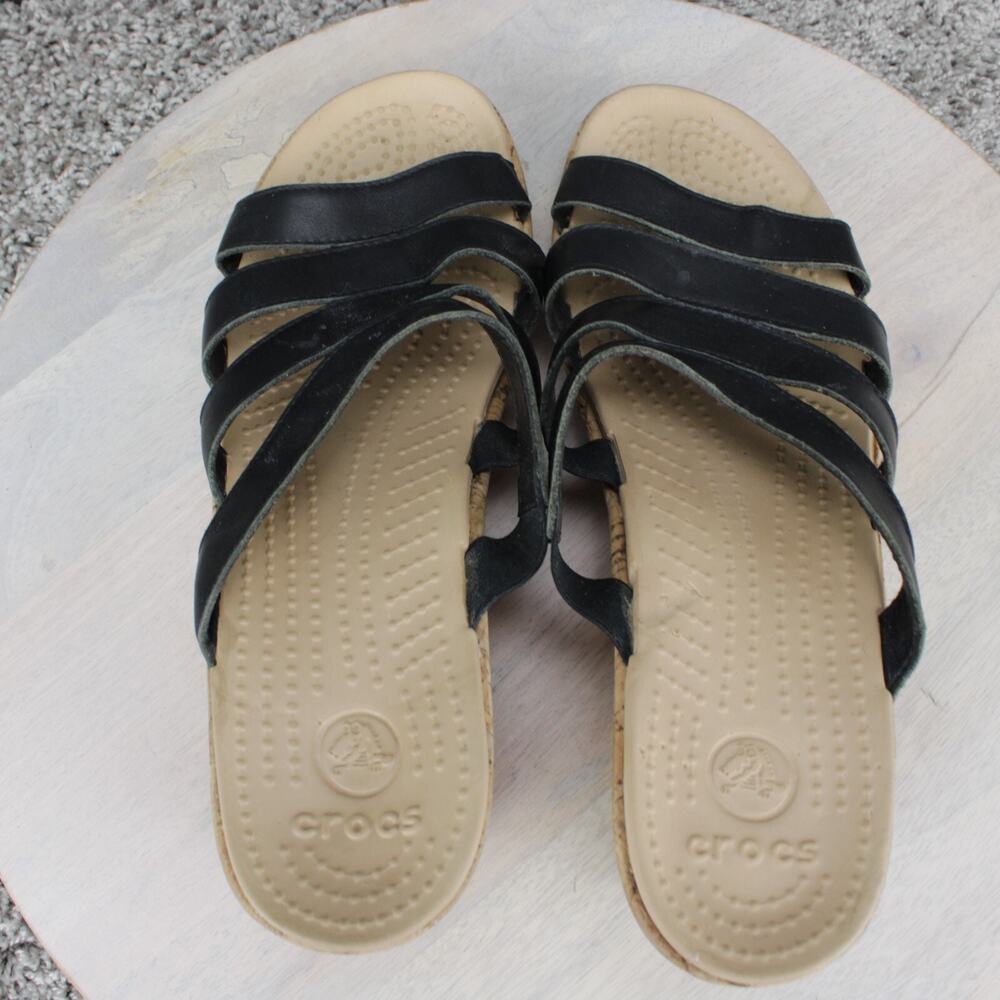 Crocs Wedge Sandals Womens 11 Black Comfort Casual - Picture 8 of 9